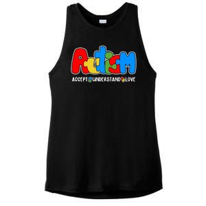 Autism Accept Understand Love Awareness Ladies PosiCharge Tri-Blend Wicking Tank