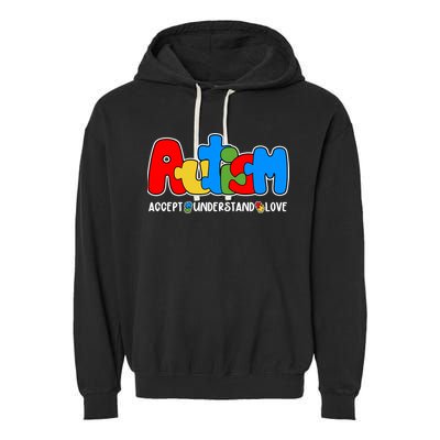 Autism Accept Understand Love Awareness Garment-Dyed Fleece Hoodie