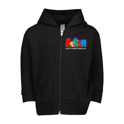 Autism Accept Understand Love Awareness Toddler Zip Fleece Hoodie