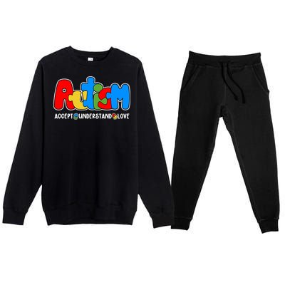 Autism Accept Understand Love Awareness Premium Crewneck Sweatsuit Set