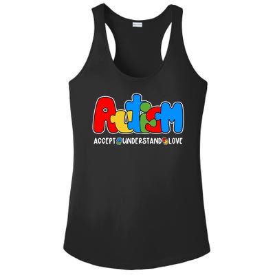 Autism Accept Understand Love Awareness Ladies PosiCharge Competitor Racerback Tank