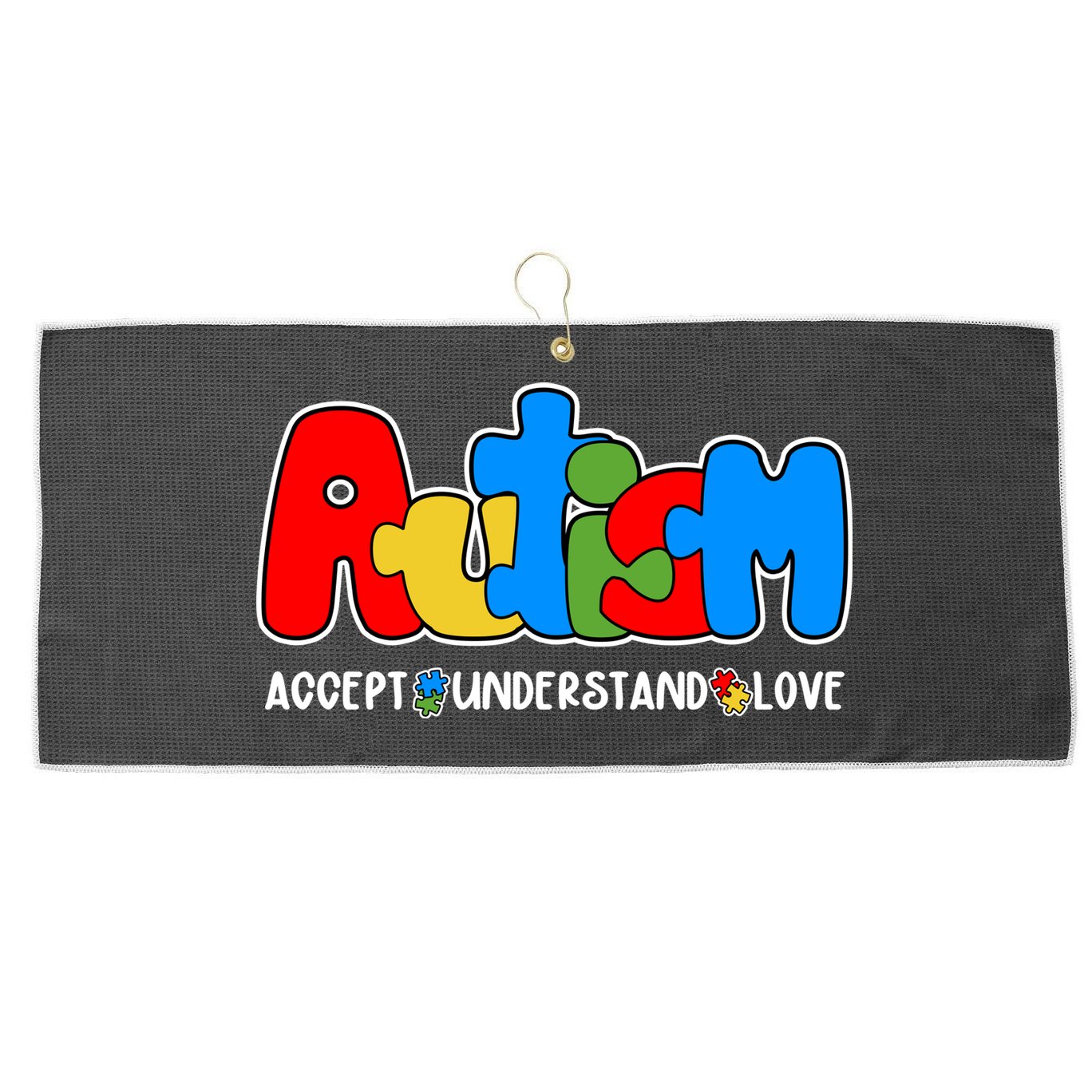 Autism Accept Understand Love Awareness Large Microfiber Waffle Golf Towel
