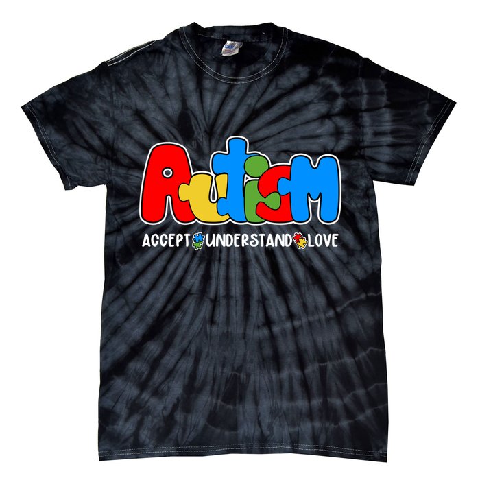 Autism Accept Understand Love Awareness Tie-Dye T-Shirt