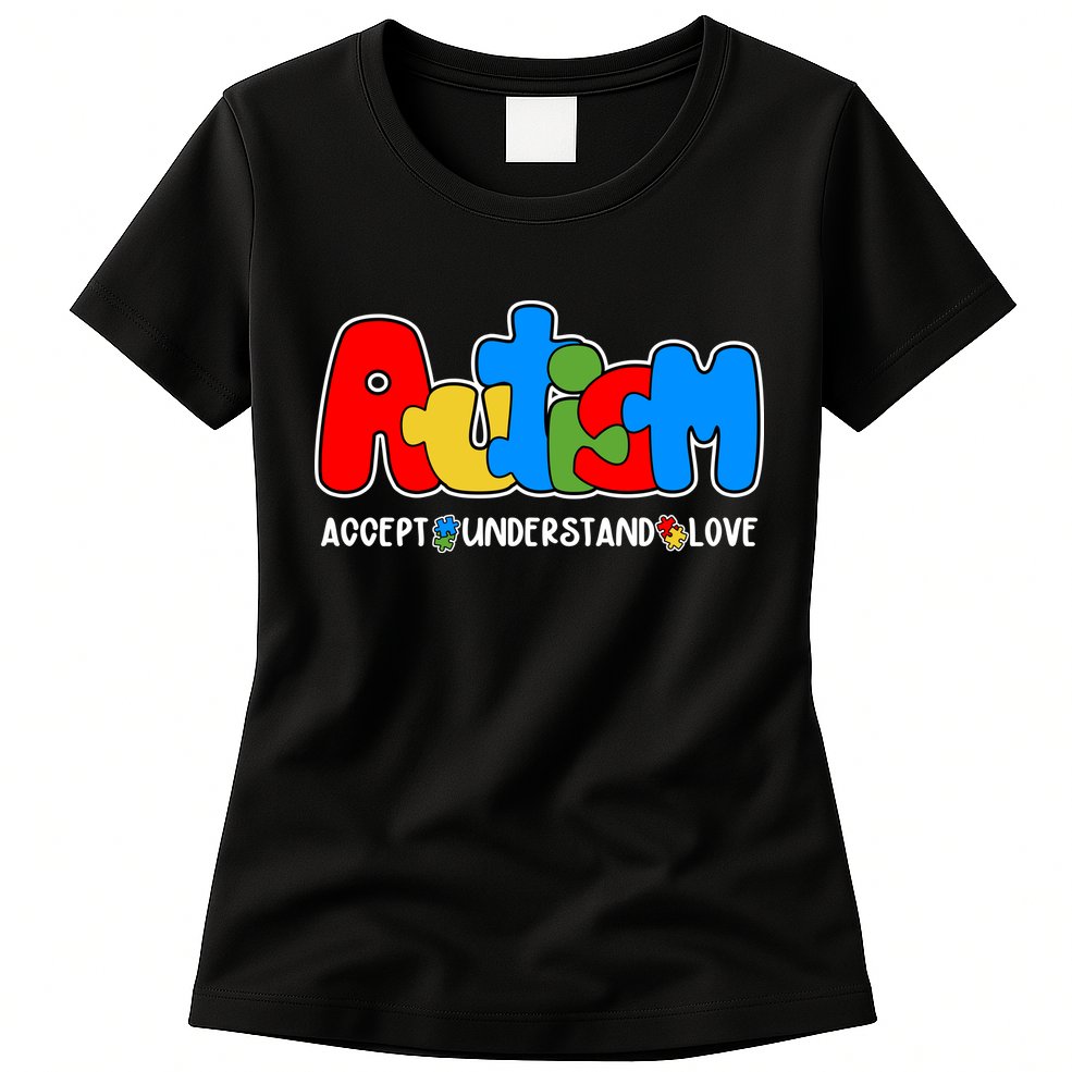 Autism Accept Understand Love Awareness Womens T-Shirt