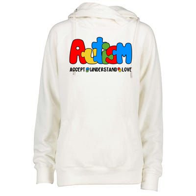 Autism Accept Understand Love Awareness Womens Funnel Neck Pullover Hood