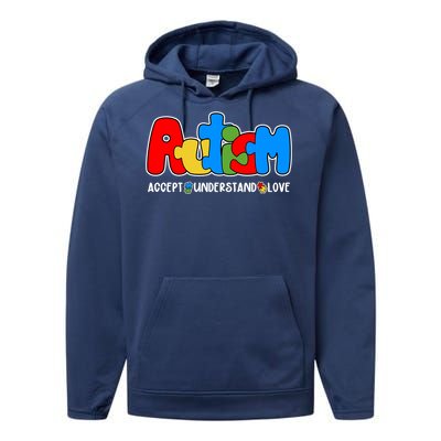 Autism Accept Understand Love Awareness Performance Fleece Hoodie