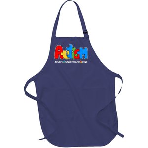 Autism Accept Understand Love Awareness Full-Length Apron With Pockets