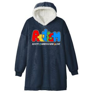 Autism Accept Understand Love Awareness Hooded Wearable Blanket