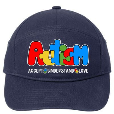 Autism Accept Understand Love Awareness 7-Panel Snapback Hat