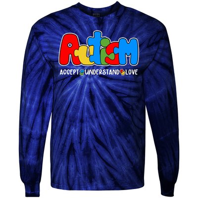 Autism Accept Understand Love Awareness Tie-Dye Long Sleeve Shirt