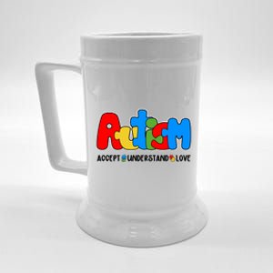 Autism Accept Understand Love Awareness Beer Stein