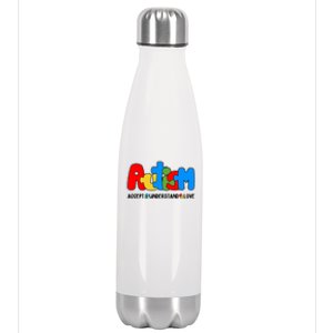 Autism Accept Understand Love Awareness Stainless Steel Insulated Water Bottle