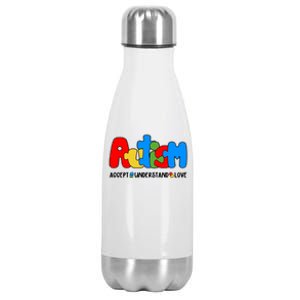 Autism Accept Understand Love Awareness Stainless Steel Insulated Water Bottle