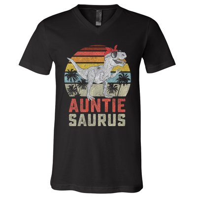 Auntiesaurus V-Neck T-Shirt