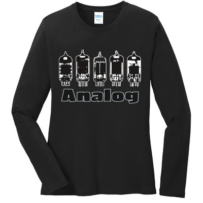 Aesthetic Analog Vacuum Tubes Audio Design Ladies Long Sleeve Shirt