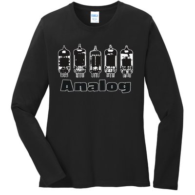 Aesthetic Analog Vacuum Tubes Audio Design Ladies Long Sleeve Shirt