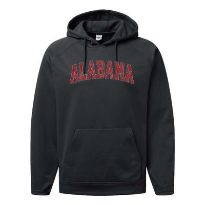 Alabama Al Vintage Sports Design Gifts Performance Fleece Hoodie