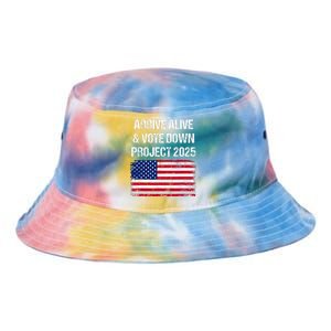 Arrive Alive Vote Down Project 2025 American Flag Democracy Tie Dye Newport Bucket Hat