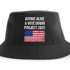 Arrive Alive Vote Down Project 2025 American Flag Democracy Sustainable Bucket Hat