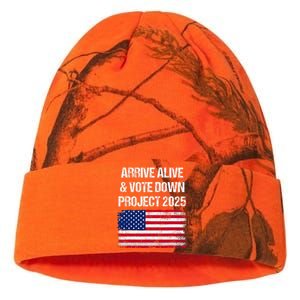 Arrive Alive Vote Down Project 2025 American Flag Democracy Kati Licensed 12" Camo Beanie