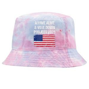 Arrive Alive Vote Down Project 2025 American Flag Democracy Tie-Dyed Bucket Hat