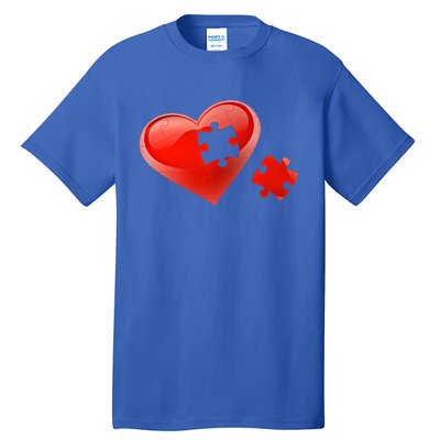 Autism Awareness Valentines Day Love Heart Puzzle Piece Gift Tall T-Shirt