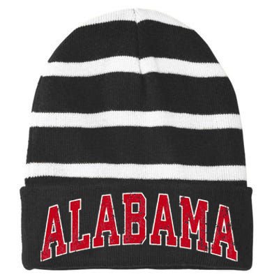 Alabama Al Vintage Sports Design Red Design Striped Beanie with Solid Band