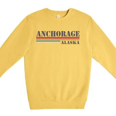 Anchorage Alaska Vintage Retro Stripes Classic Premium Crewneck Sweatshirt