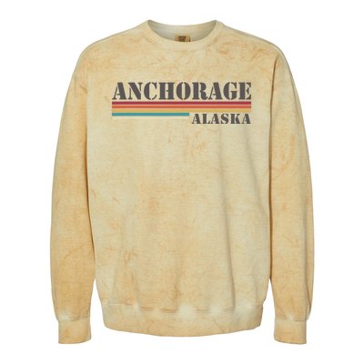 Anchorage Alaska Vintage Retro Stripes Classic Colorblast Crewneck Sweatshirt