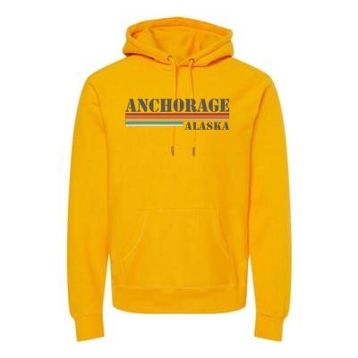 Anchorage Alaska Vintage Retro Stripes Classic Premium Hoodie