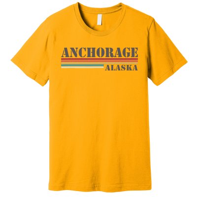 Anchorage Alaska Vintage Retro Stripes Classic Premium T-Shirt