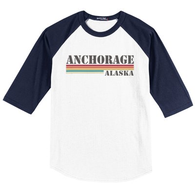 Anchorage Alaska Vintage Retro Stripes Classic Baseball Sleeve Shirt