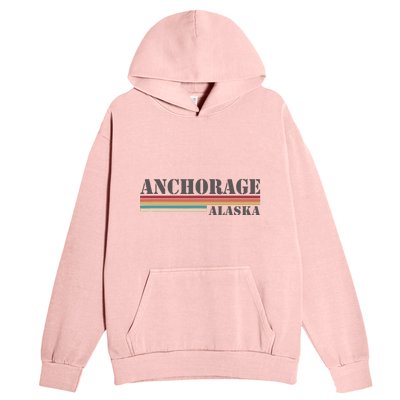 Anchorage Alaska Vintage Retro Stripes Classic Urban Pullover Hoodie