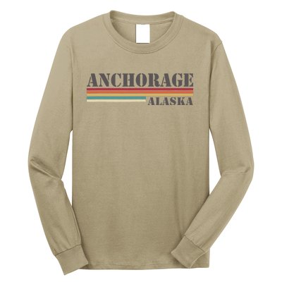 Anchorage Alaska Vintage Retro Stripes Classic Long Sleeve Shirt