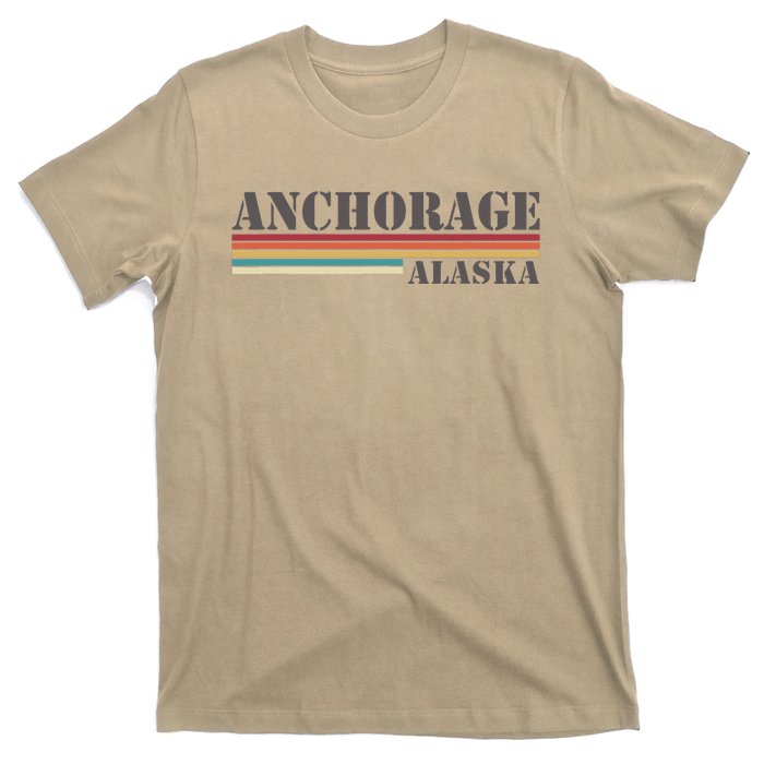 Anchorage Alaska Vintage Retro Stripes Classic T-Shirt