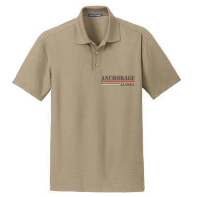 Anchorage Alaska Vintage Retro Stripes Classic Dry Zone Grid Polo