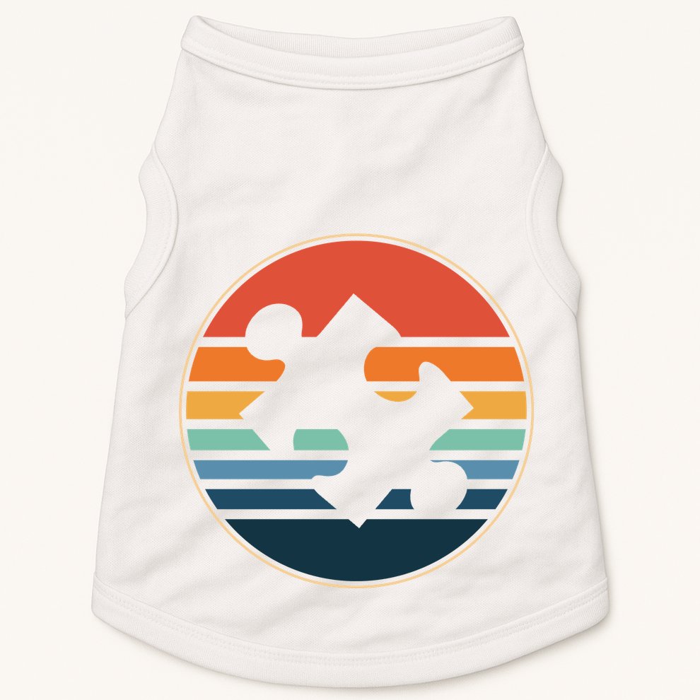 Autism Awareness Vintage Puzzle Doggie Tank