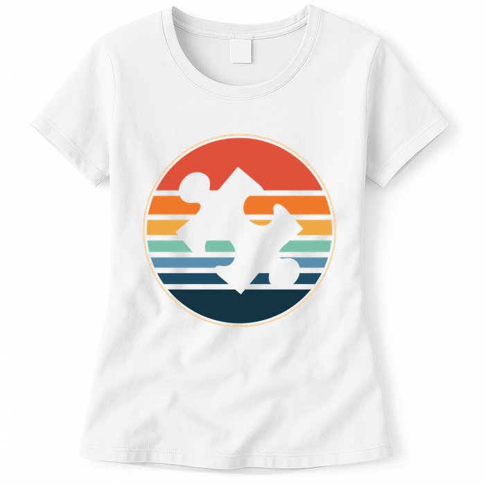 Autism Awareness Vintage Puzzle Womens T-Shirt