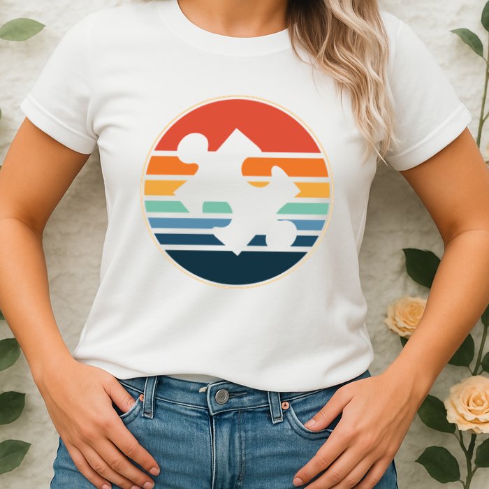 Autism Awareness Vintage Puzzle Womens T-Shirt