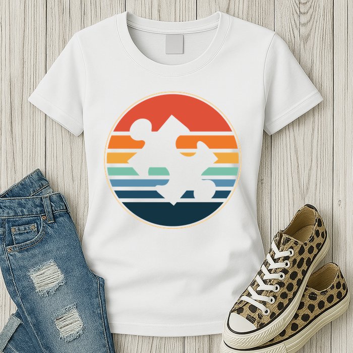 Autism Awareness Vintage Puzzle Womens T-Shirt