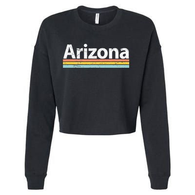 Arizona AZ Vintage Worn Design Retro Stripes Classic Cropped Pullover Crew