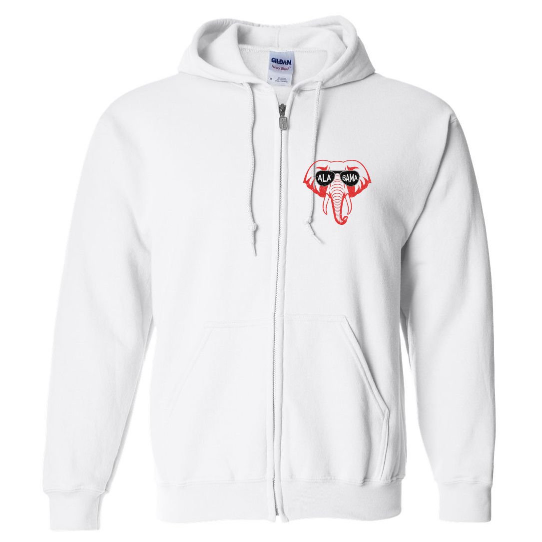 Alabama Al Vintage Red Elephant Full Zip Hoodie