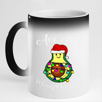 Avocado Avo Very Merry Christmas Avocado Merry Christmas 11oz Black Color Changing Mug