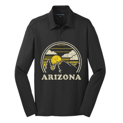 Arizona AZ Vintage Hiking Mountains Silk Touch Performance Long Sleeve Polo