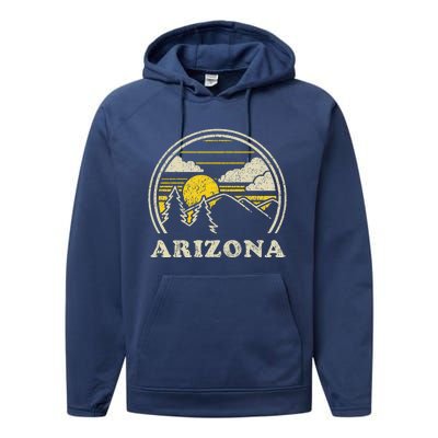 Arizona AZ Vintage Hiking Mountains Performance Fleece Hoodie