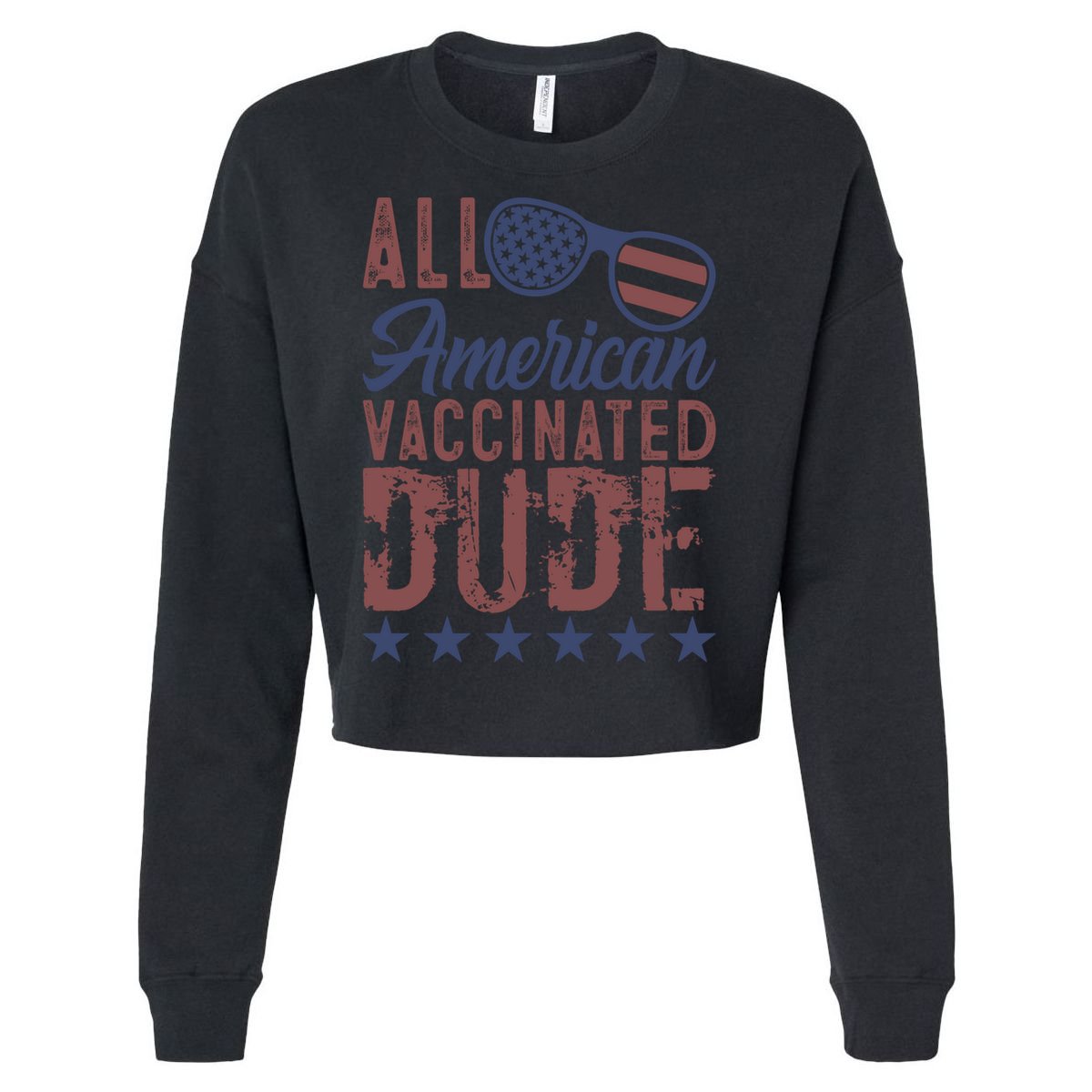 All American Vaccinated Dude 4th Of July Patriotic Idea Funny Gift Cropped Pullover Crew