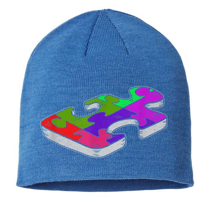 Autism Awareness Vintage Retro Piece  Wo kid boy Sustainable Beanie