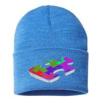 Autism Awareness Vintage Retro Piece  Wo kid boy Sustainable Knit Beanie