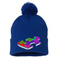 Autism Awareness Vintage Retro Piece  Wo kid boy Pom Pom 12in Knit Beanie