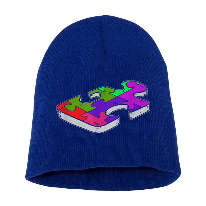 Autism Awareness Vintage Retro Piece  Wo kid boy Short Acrylic Beanie